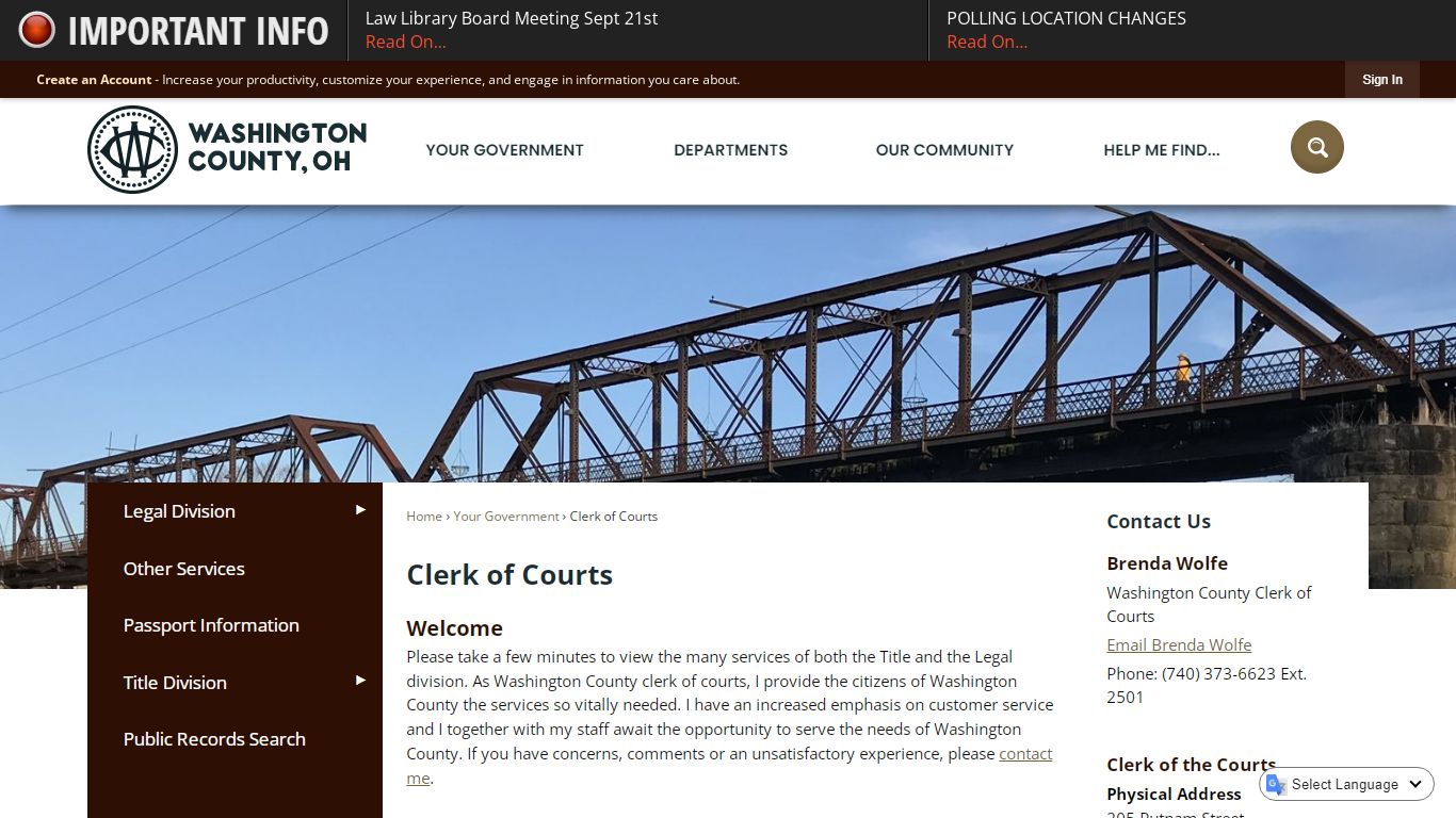 Clerk of Courts | Washington County, OH - Official Website