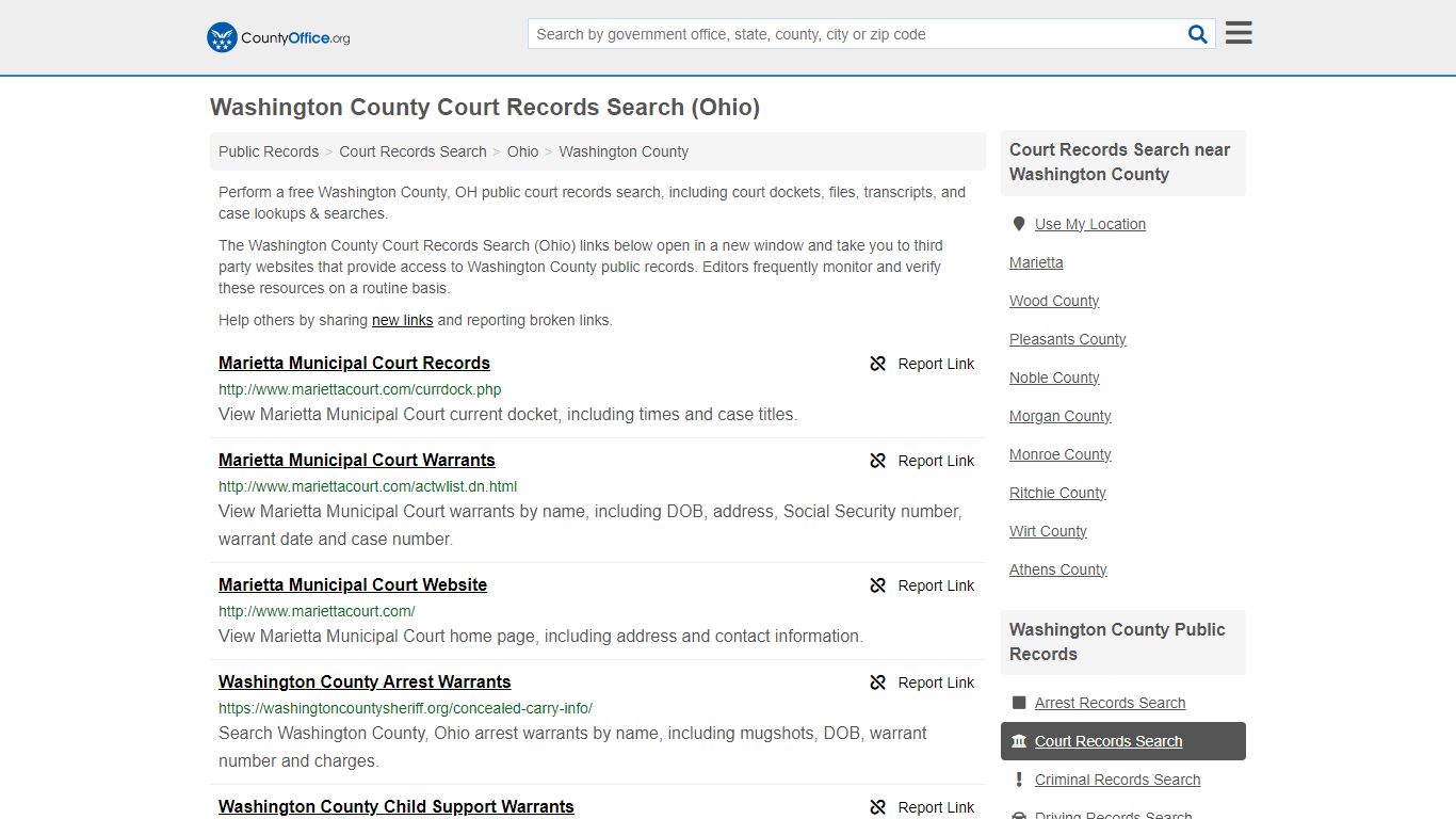 Court Records Search - Washington County, OH (Adoptions, Criminal ...